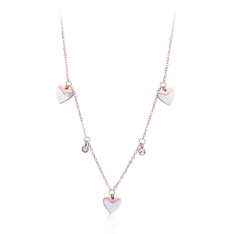 Ladies Titanium Steel Rose Gold Chain Choker Necklace White Shell Heart Pendant Necklace
Ladies Titanium Steel Rose Gold Chain Choker Necklace White Shell Heart Pendant Necklace