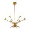 Sputnik Chandelier Modern Light Fixture 6 Light Brass Pendant Ceiling Lamp