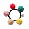 2018 New design candy color fur balls and metal coin pendant elastic hair band