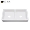 Large Double Bowl White Porcelain Ceramic Kitchen Apron Vitreous Basin Sink