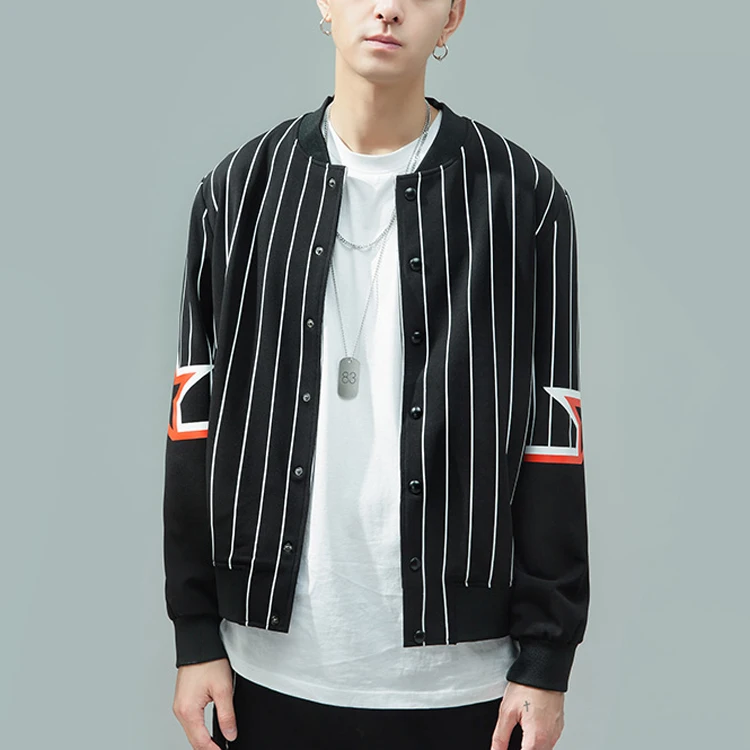 Zip Up Black And White Vertical Striped 