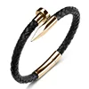 Cheap Custom Logo Jewelry Hot Style New Men'S Leather Golden Bullet Bracelet With Stainless Steel Bracelet