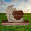 Red Granite Headstone/Tombstone/Monument With Angel Heart