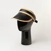 Quality Sun Hat Luxury Fine Raffia Braid Straw PU Leather Visor Hat Cap Visors for Women Lady Summer Travelling Beach Dress