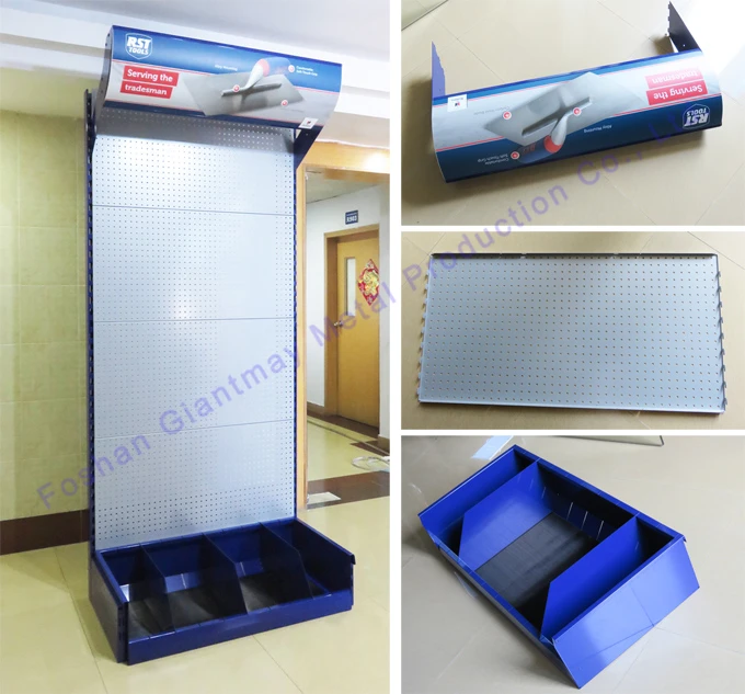 High Quality Metal Hardware Pegboard Display Rack Customized Tool Accessories Hanging Storage Stand for Car Part Security Power