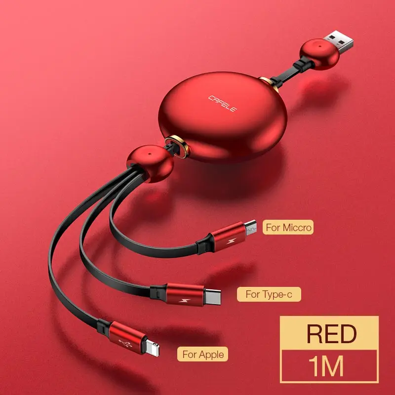 Cafele 3 In 1 USB Cable Lantern Style Charging Cable Type C Micro 8Pin Data Sync Cable - ANKUX.COM