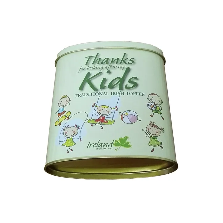 oval shape metal tin box for candy