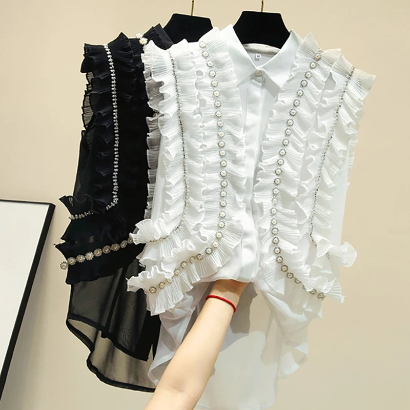 Summer Casual Off Shoulder Ruffles Blouse Women Lapel Sleeveless Shirt Female Spring Fashion New E19050105
Summer Casual Off Shoulder Ruffles Blouse Women Lapel Sleeveless Shirt Female Spring Fashion New E19050105