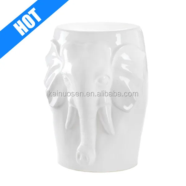 hotsale white glazed decorative ceramic elephant stand