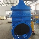 DIN 1171 double flanged large size resililent wedge gate valve with mounting flange