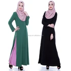 Wholesale new fancy slit with zip 100% polyester muslim abayas