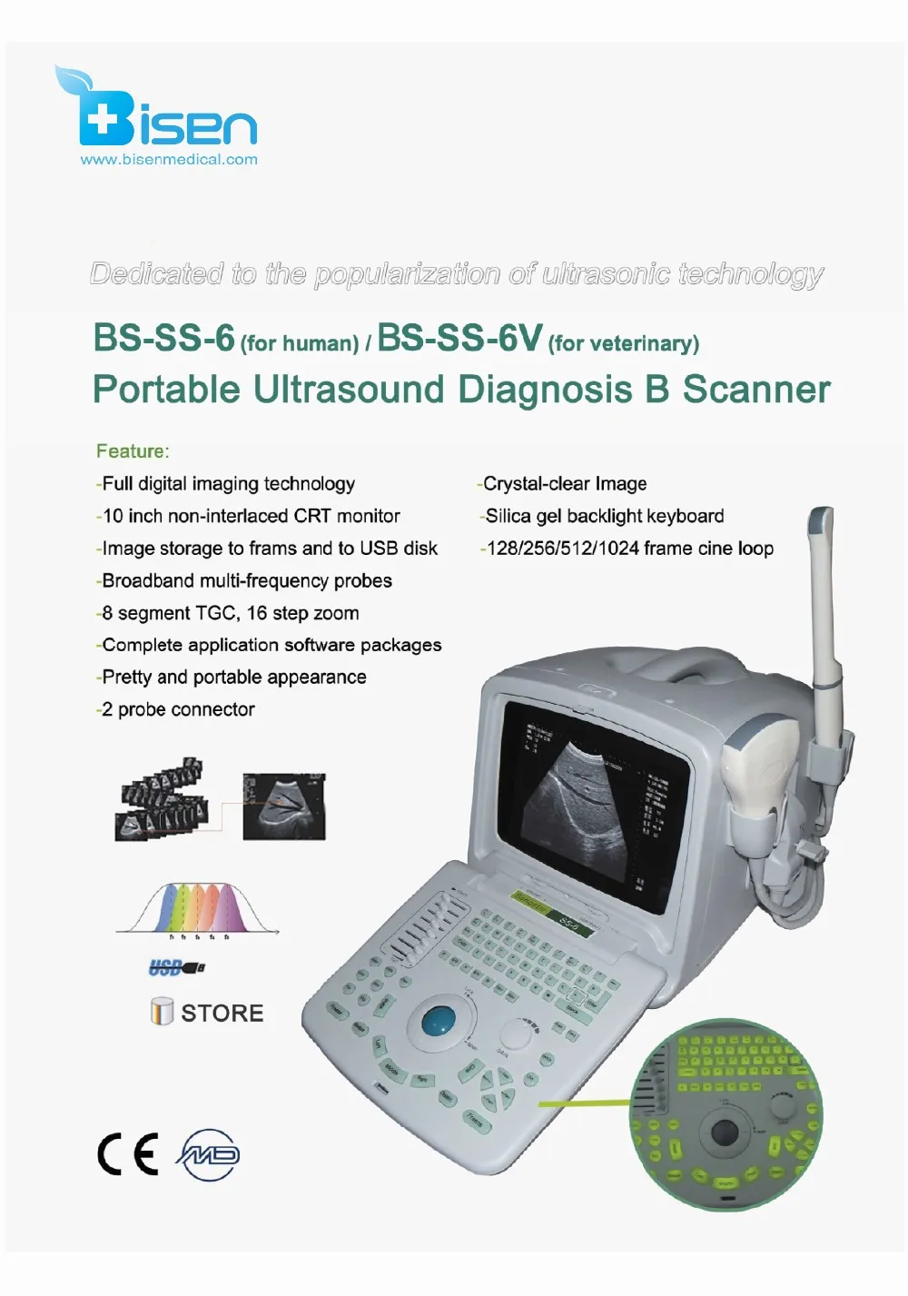 Cheap powerful function ultrasound scanner with convex array probe pretty and portable appearance
