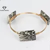 Handmade antique retro minimalist round wire square wood acrylic Bracelet stone jewelry bracelets xpower wire wrapped stone