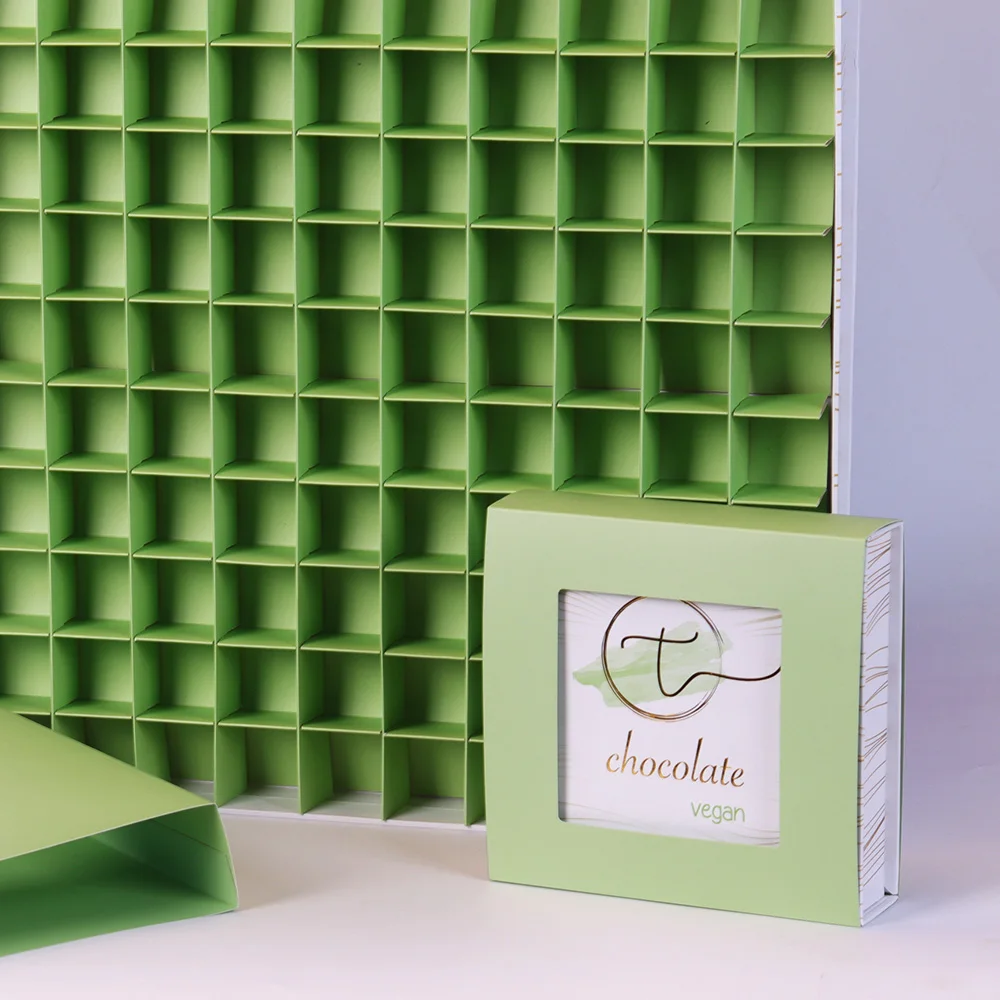 Сладкий жесткая бумага зеленый Делюкс Шоколад Ассорти макарун жемчуг коробки для 16 Pack