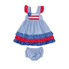 Latest Frock Designs Wholesale Girls American Sleeveless Dress Independence Day Baby Girls Dresses