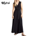 2019 OEM Fashion Clothes Sleeveless Chiffon Black Maxi Lady Long Dress