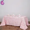 90"x132" Rectangle Table Cover Blush Grandiose Rosette 3D Satin Tablecloth for Wedding Party Event