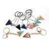 New arrive slice agate druzy keychain custom gemstone pendant key chain rose gold floating keyring