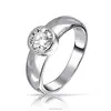High Quality 925 Sterling Silver Bezel Setting Round CZ Engagement Rings