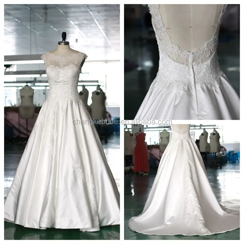 CK Bridal New Fashion High quality satin lace ED Bridal Wedding Dress 2016