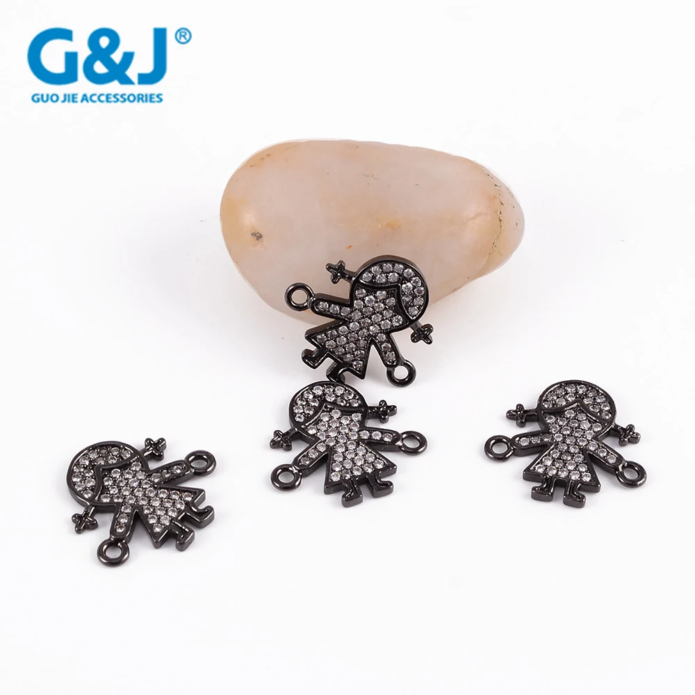 Guojie brand wholesale 20pcs fashion copper micro pave CZ cute women jewelry girl bracelet pendant charm pendant
