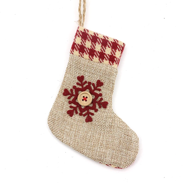 20cm length mini linen christmas stocking hanging decoration