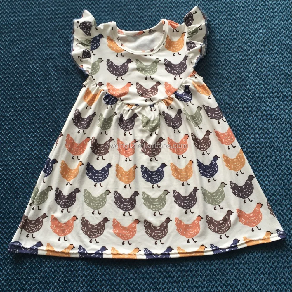 Xf387 Adorable Girls Chicken Baby Dress Cutting Flutter Boutique