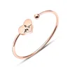 New Design Gold Plated Stainless Steel Stylish Jewelry Heart Engraved Cuff Bangle for Women