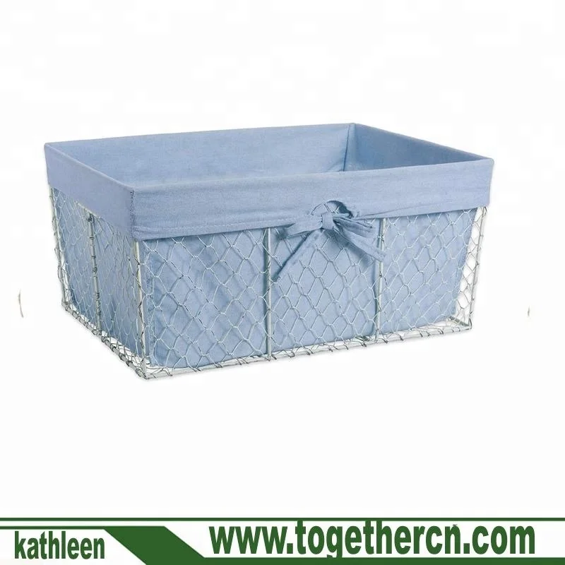 removable fabric liner vintage metal chicken wire storage basket