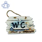Wood door hanger with WC sign, Mediterranean Style Decor WC Toilet Wooden Door Wall Sign Hanging Ornaments