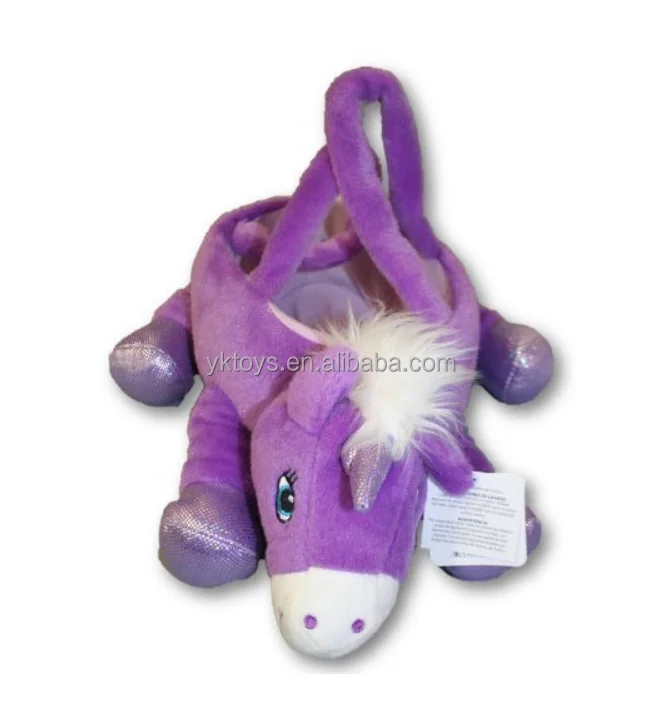 customize little girls plush purple unicorn purse - doubles as