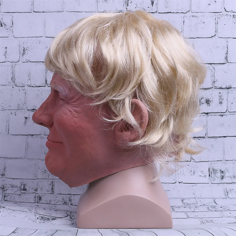 Realistic Trump Mask Putin Mask Presidential Costume Adults Halloween Deluxe Latex Full Head Donald Trump Mask with Hair (6)