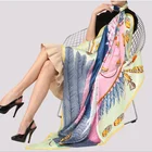 Women Flower Printing Silk Square Scarves Satin Bandana Scarf