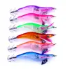 6 colors 2.5# 4 inch 10cm 12.5g LED Electronic Luminous Squid Jig Night Fishing Wood Shrimp Lure Squid Light Jigs Lures