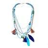 INFANTA JEWELRY New Exaggerated Bohemian Latest Design Colorful Feather Plastic Beads Jewelry Necklace Wholesale