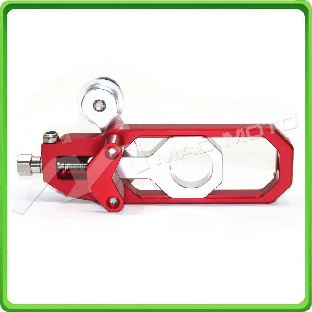 Motorcycle Chain Tensioner Adjuster with paddock bobbins kit for Suzuki GSXR600 GSX-R750 2006 2007 2008 2009 2010 Red&Silver (10)