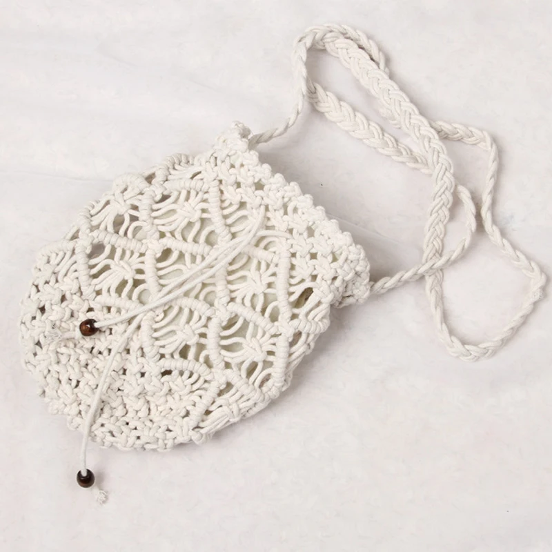Handmade Cotton Mini Macrame Bag Drawstring Bucket Bag Shoulder Beach Bags, 4 choices
Handmade Cotton Mini Macrame Bag Drawstring Bucket Bag Shoulder Beach Bags, 4 choices