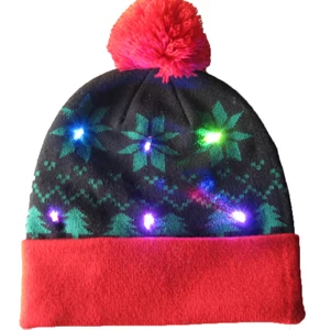 led light up hat beanie knit cap, 6 colorful led xmas christmas