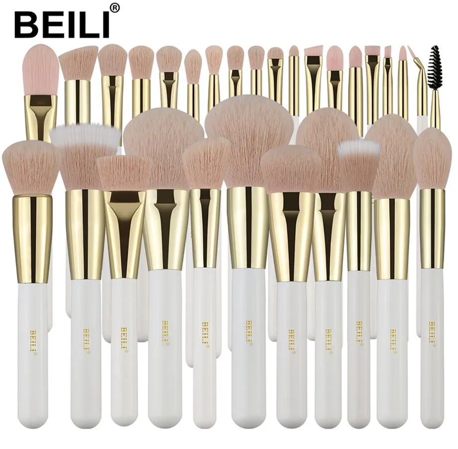 BEILI Brand Pear White /Gold professional Makeup brushes set 30pc Powder Eyliner shader natural-synthetic hair make up brushes
BEILI Brand Pear White /Gold professional Makeup brushes set 30pc Powder Eyliner shader natural-synthetic hair make up brushes