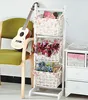 Factory Directly Paper hanging wooden shelf with woven storage basket for the sundries ,magazine collection
