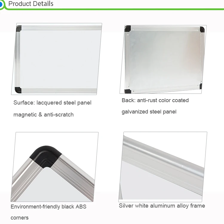 MOQ=100 pcs ABS brown corners magnetic writing white board with accessories