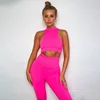 2019 Fashion two piece workout women sexy clothing Fluorescent Tracksuit yoga set 2 piece Outfit fitness clothing