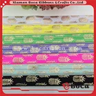 5/8"Gold Metallic Pineapple Print Fold Over Elastic - Elastic for Baby Headbands and Hair Ties