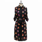 Chiffon peach heart printed long sleeve maxi dress