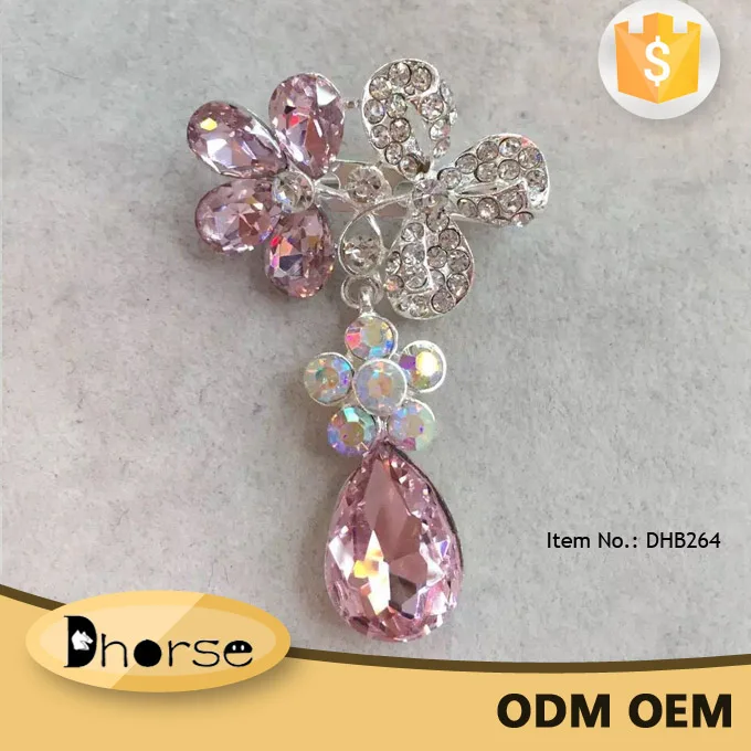 charming colorful brooch pink crystal ad rhinestone brooch for