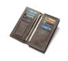 Handmade custom long leather bifold genuine leather vintage clutch with zipper pocket wallet for men