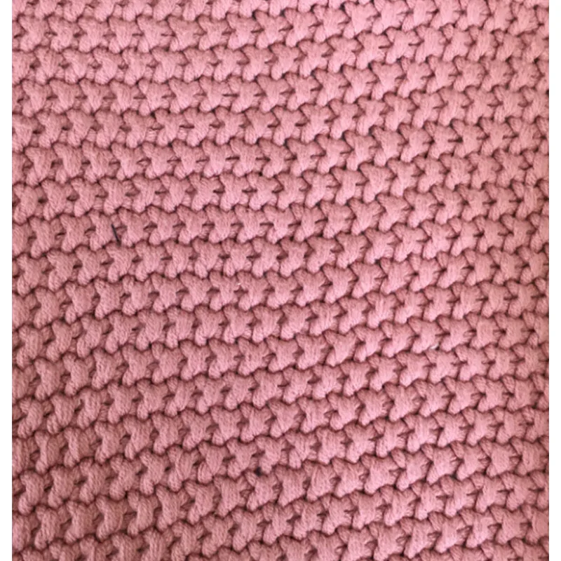 i@home Strick plaid weighted white color cotton soft throw blanket