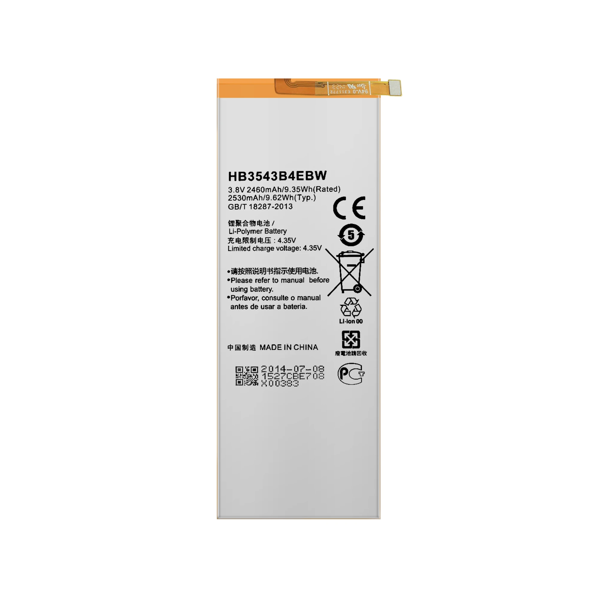 For Huawei Ascend P7 battery 2460mAh replacement battery for Huawei HB3543B4EBW mobile batteries
For Huawei Ascend P7 battery 2460mAh replacement battery for Huawei HB3543B4EBW mobile batteries