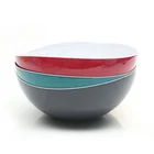 Custom wholesale eco friendly double color cheap reusable ps plastic soup food cereal salad mixing bowl