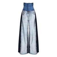 2019 latest new design girls fashionable super high waist contrast color splicing loose straight vintage jeans
2019 latest new design girls fashionable super high waist contrast color splicing loose straight vintage jeans